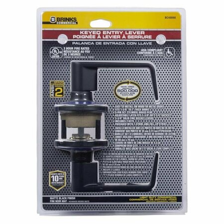 HAMPTON PRODUCTS INTL ENTRY LEVER MATTE BLK 2 in. BC40098